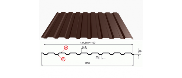 Профнастил коричневый оцинкованный  RAL 8017 С-20 купить недорого в Кокино